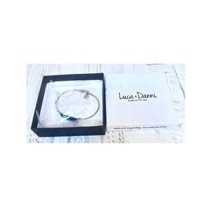 Luca + Danni Black Crystal Stacking Bangle Bracelet Silver Tone Made in USA